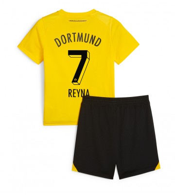 Borussia Dortmund Giovanni Reyna #7 Hjemmebanesæt Børn 2023-24 Kort ærmer (+ korte bukser)